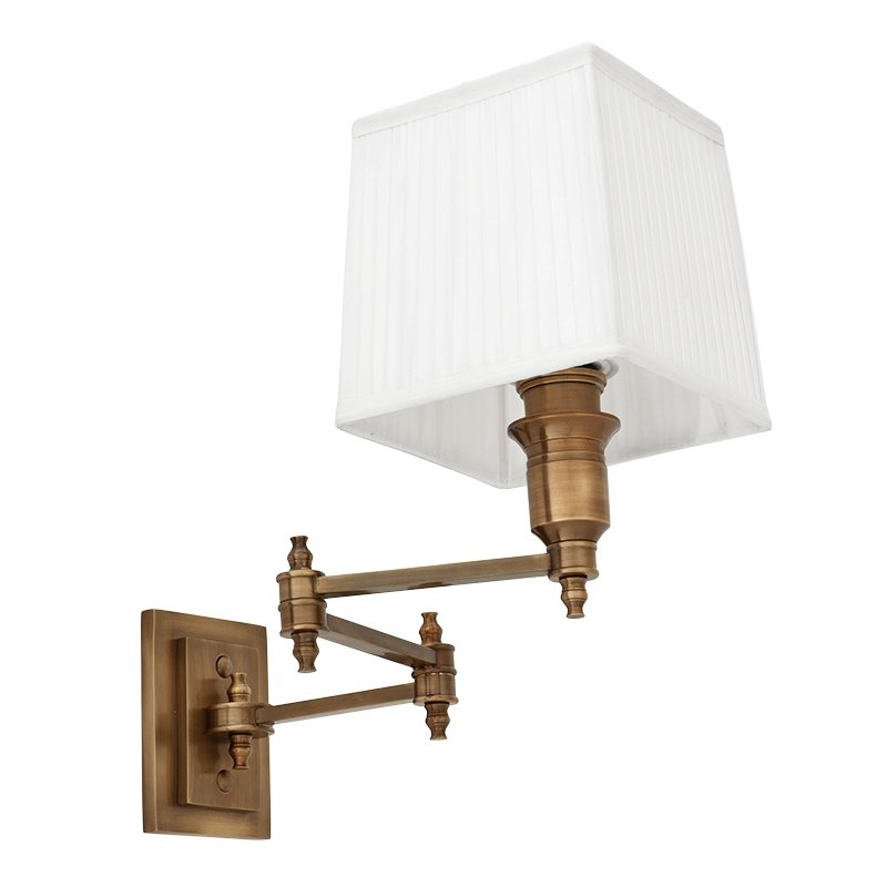 Бра Wall Lamp Lexington Swing Brass+White Латунь Античная полированная Белый Бра Wall Lamp Lexington Swing Brass+White Латунь Античная полированная Белый в Челябинске | Loft Concept