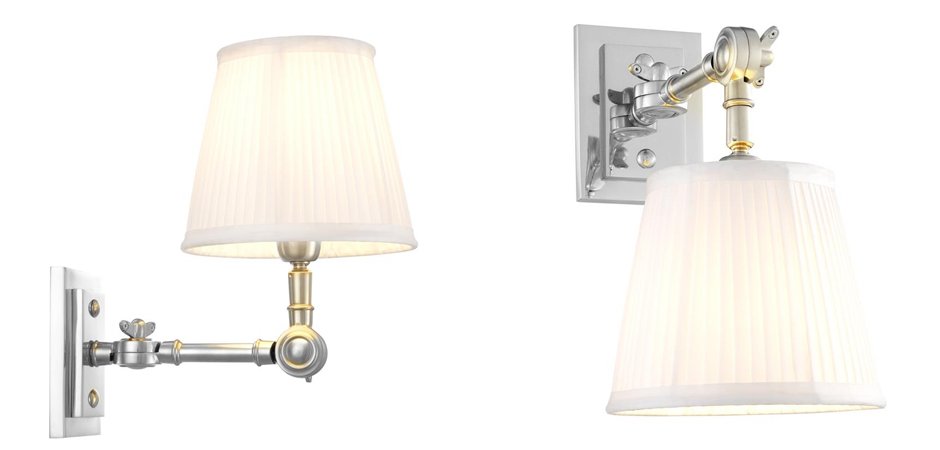 Бра Wall Lamp Wentworth Single Nickel+White Бра Wall Lamp Wentworth Single Nickel+White - Loft-Concept в Челябинске