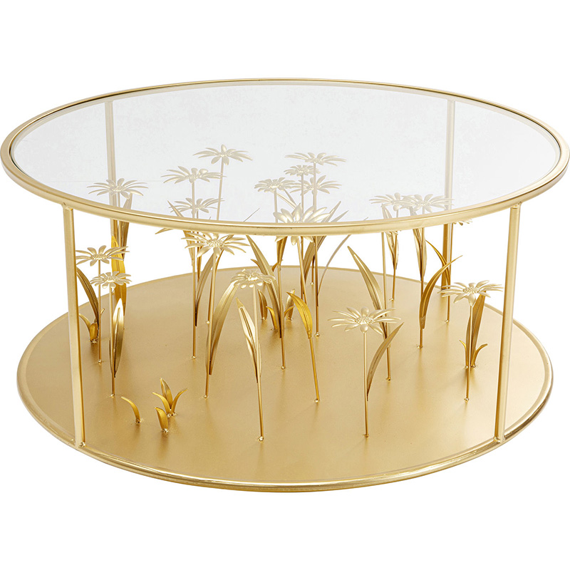 Кофейный стол Golden Flowers Золотой Прозрачный Кофейный стол Golden Flowers Золотой Прозрачный в Челябинске | Loft Concept