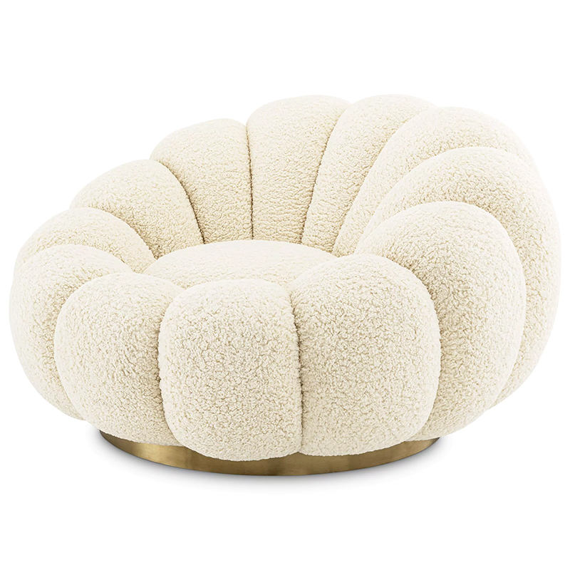 Кресло Eichholtz Swivel Chair Mello Faux Shearling Молочный Латунь Кресло Eichholtz Swivel Chair Mello Faux Shearling Молочный Латунь в Челябинске | Loft Concept