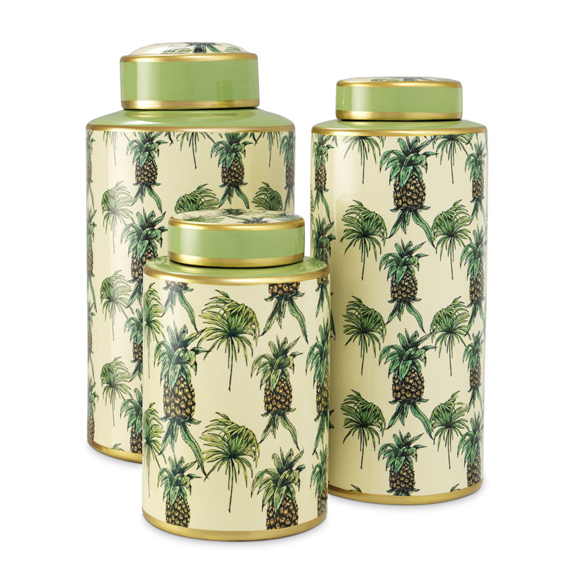 Комплект Ваз Eichholtz JAR PINEAPPLE SET OF 3 Бежевый Золотой Зеленый Комплект Ваз Eichholtz JAR PINEAPPLE SET OF 3 Бежевый Золотой Зеленый в Челябинске | Loft Concept