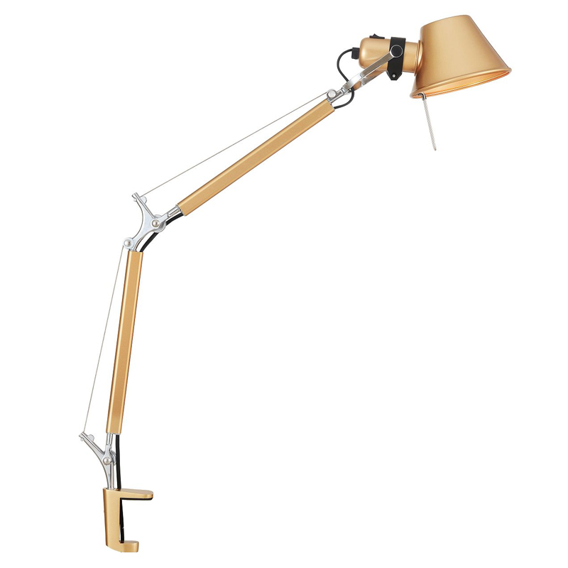 Настольная лампа с креплением на столешницу Artemide Золотой Хром Настольная лампа с креплением на столешницу Artemide Золотой Хром в Челябинске | Loft Concept