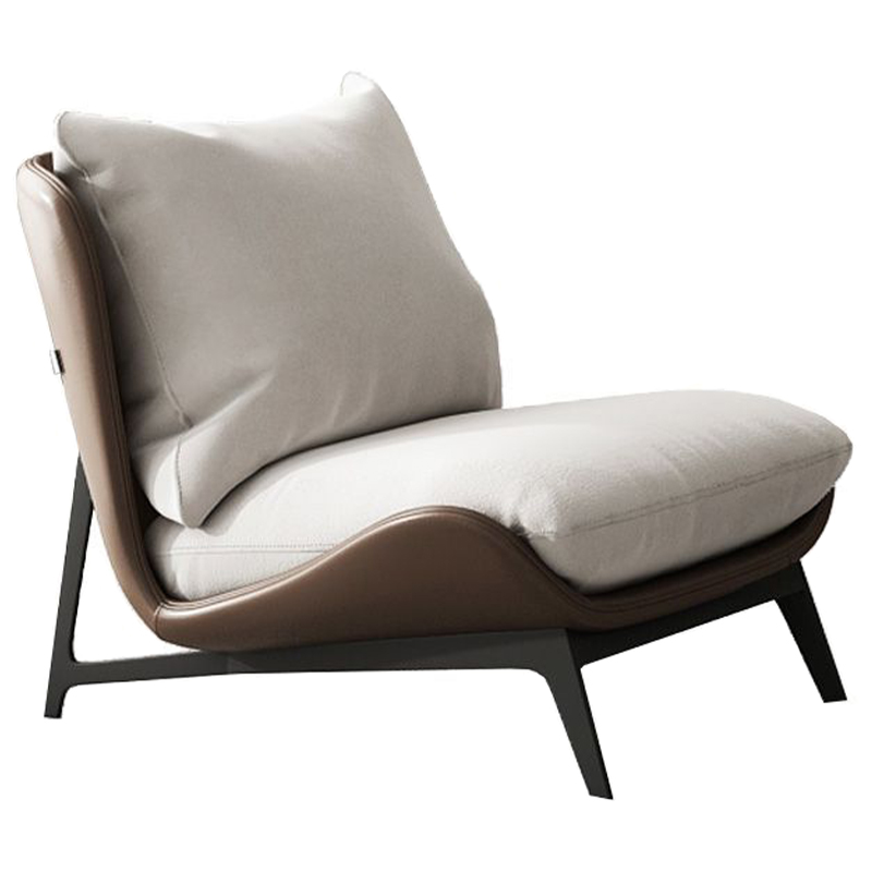 Кресло Maxwell White Textile Leather Armchair Белый Коричневый Черный Кресло Maxwell White Textile Leather Armchair Белый Коричневый Черный в Челябинске | Loft Concept