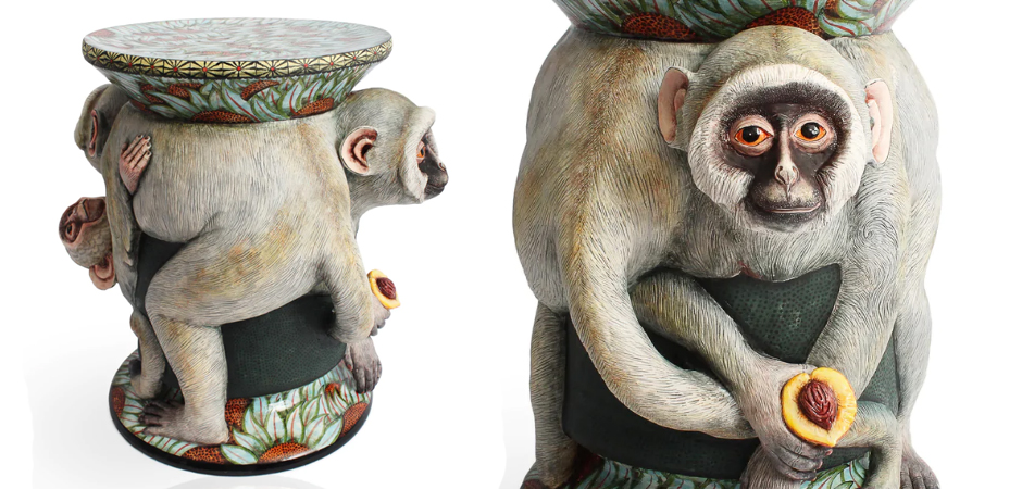 Табурет Обезьяна с фруктом ручная работа Monkey Side Table Табурет Обезьяна с фруктом ручная работа Monkey Side Table - Loft-Concept в Челябинске