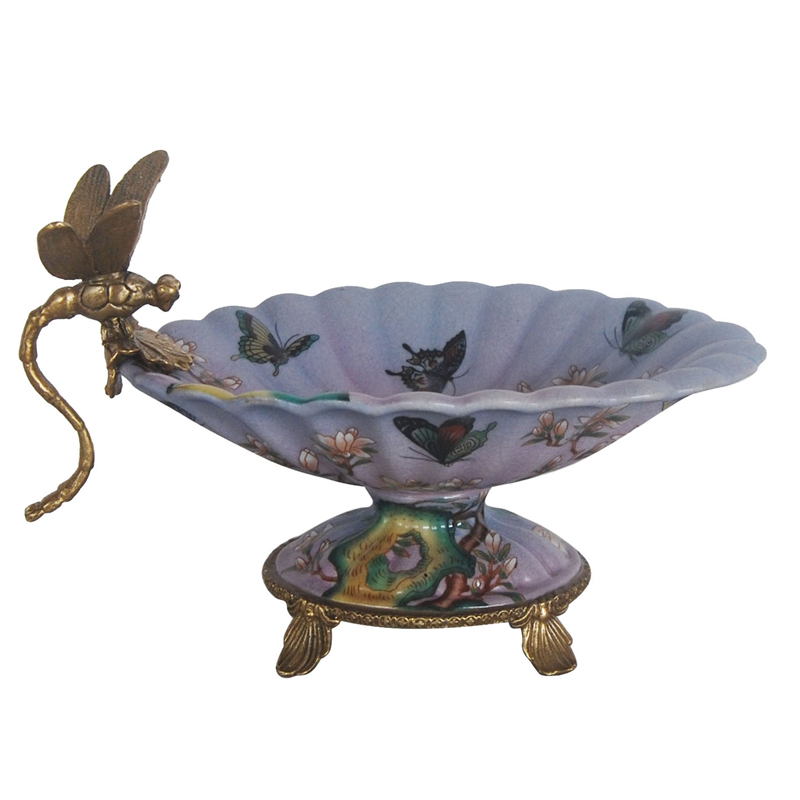 Блюдо Bronze Dragonfly and Butterflies Бронза Мульти Голубой пастельный Блюдо Bronze Dragonfly and Butterflies Бронза Мульти Голубой пастельный в Челябинске | Loft Concept