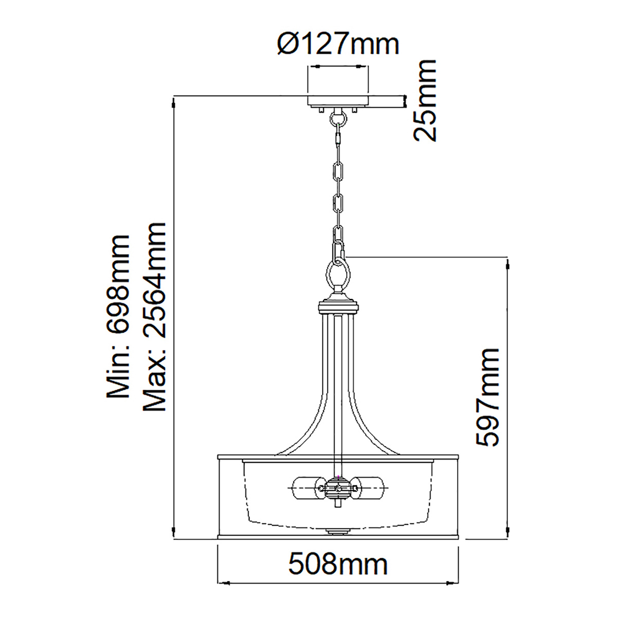 Люстра подвесная с двойным круглым плафоном из органзы и матового стекла Kichler в Челябинске
