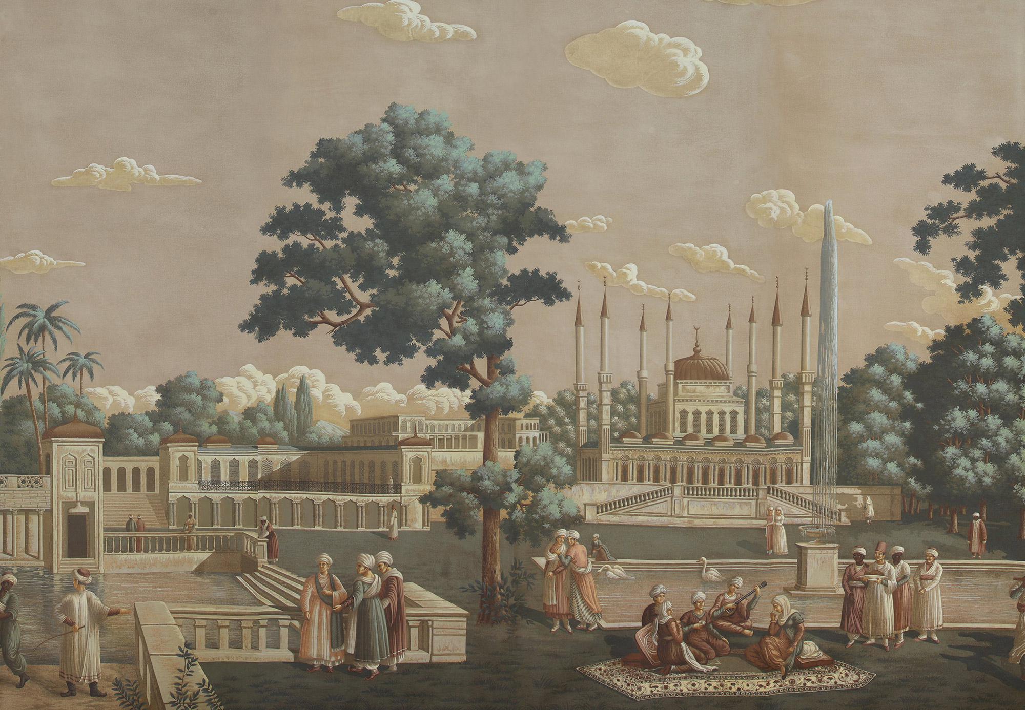 Обои ручная роспись Rives du Bosphore Special Colourway on antique scenic Xuan paper Обои ручная роспись Rives du Bosphore Special Colourway on antique scenic Xuan paper - постер Loft-Concept в Челябинске
