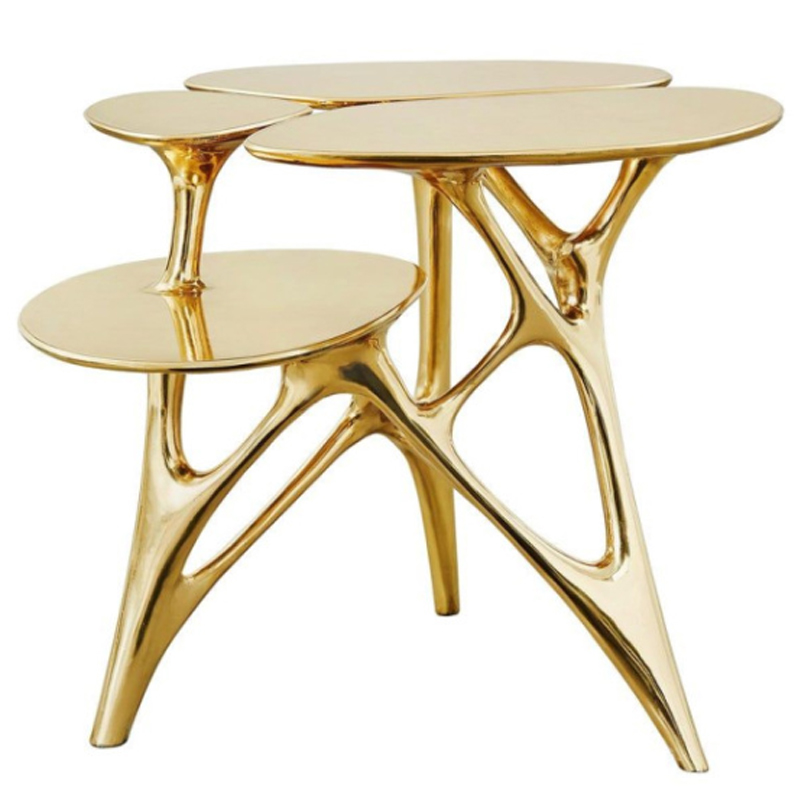 Дизайнерский приставной столик Lotus Small Side Table or End Table Brass by Zhipeng Tan Золотой Дизайнерский приставной столик Lotus Small Side Table or End Table Brass by Zhipeng Tan Золотой в Челябинске | Loft Concept