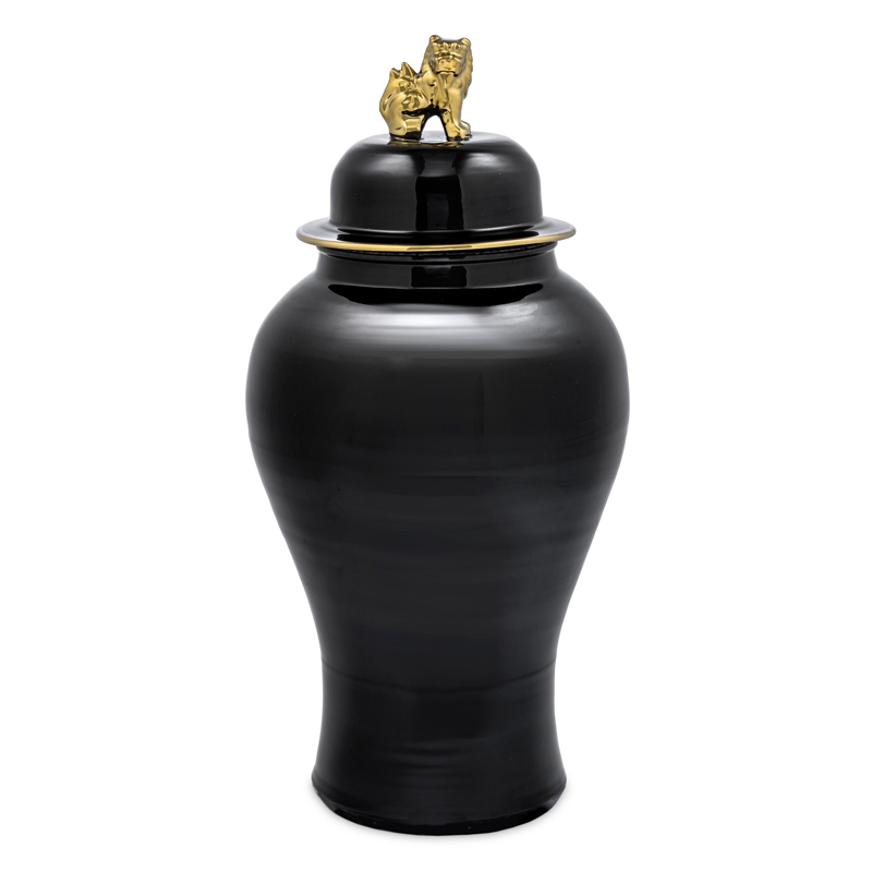 Ваза с крышкой Eichholtz Vase Golden Dragon S Черный Глянцевое золото Ваза с крышкой Eichholtz Vase Golden Dragon S Черный Глянцевое золото в Челябинске | Loft Concept