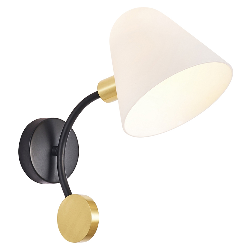 Бра с белым матовым плафоном Wind Bells Белый Золотой Черный Бра с белым матовым плафоном Wind Bells Белый Золотой Черный в Челябинске | Loft Concept