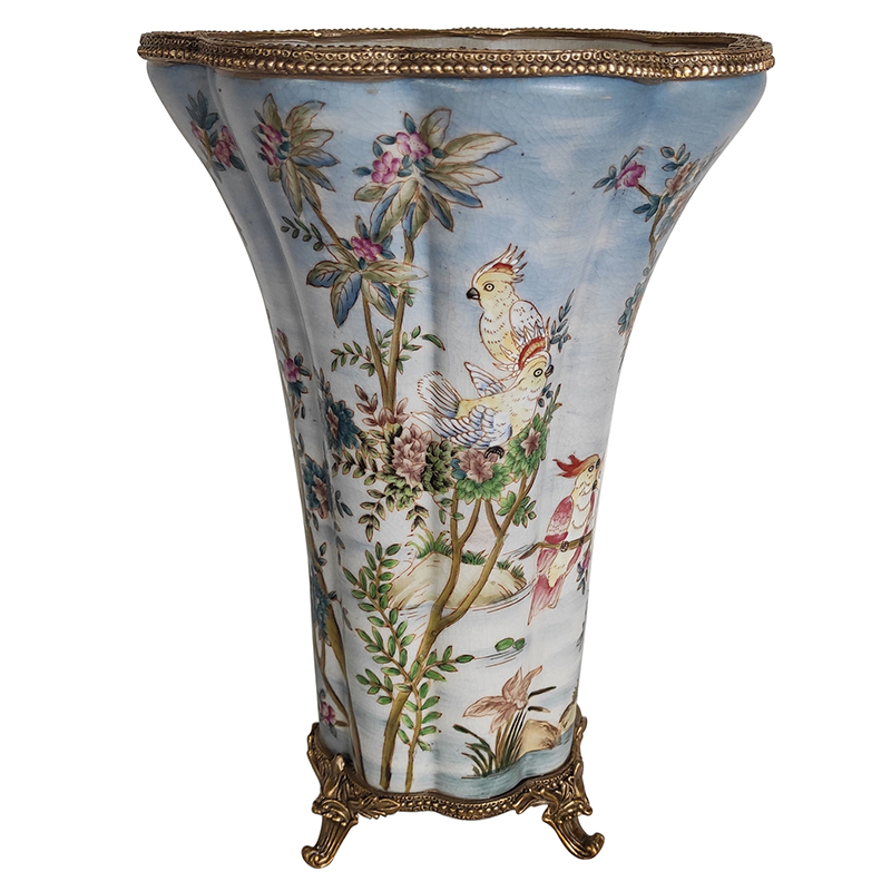 Ваза Blue Vase Parrots Bronze Edging Бронза Мульти Голубой Ваза Blue Vase Parrots Bronze Edging Бронза Мульти Голубой в Челябинске | Loft Concept