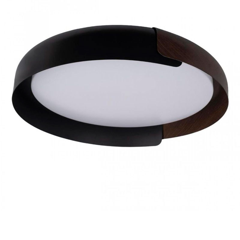 Светильник потолочный круглый Assol cup Black Wood диаметр 46 Черный матовый Коричневый в Челябинске | Loft Concept 