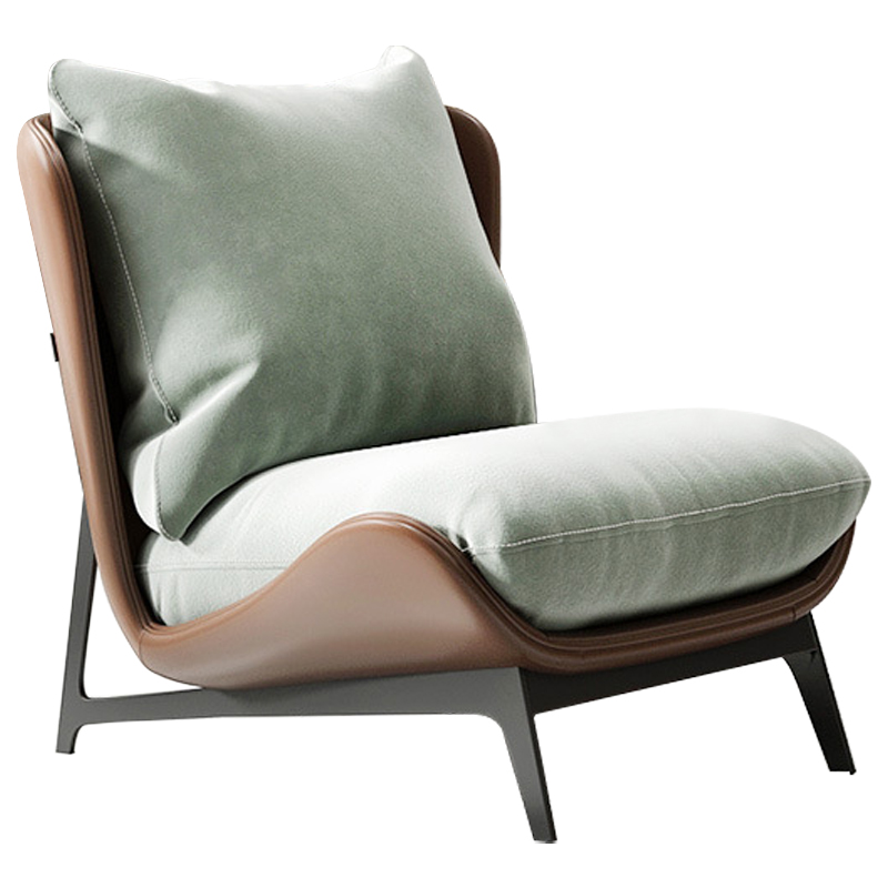 Кресло Maxwell Green Textile Leather Armchair Зеленый шалфей Коричневый Черный Кресло Maxwell Green Textile Leather Armchair Зеленый шалфей Коричневый Черный в Челябинске | Loft Concept