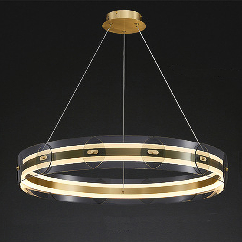 Люстра Gold ring horizontal chandelier Прозрачный Латунь Люстра Gold ring horizontal chandelier Прозрачный Латунь в Челябинске | Loft Concept