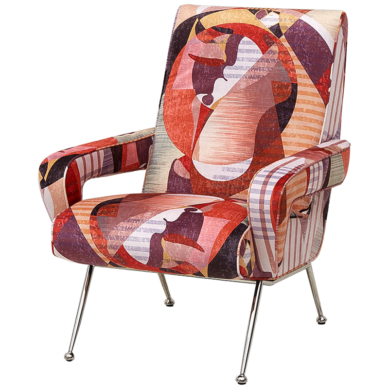 Кресло Face Geometric Print Armchair Мульти Красный Серебряный Кресло Face Geometric Print Armchair Мульти Красный Серебряный в Челябинске | Loft Concept