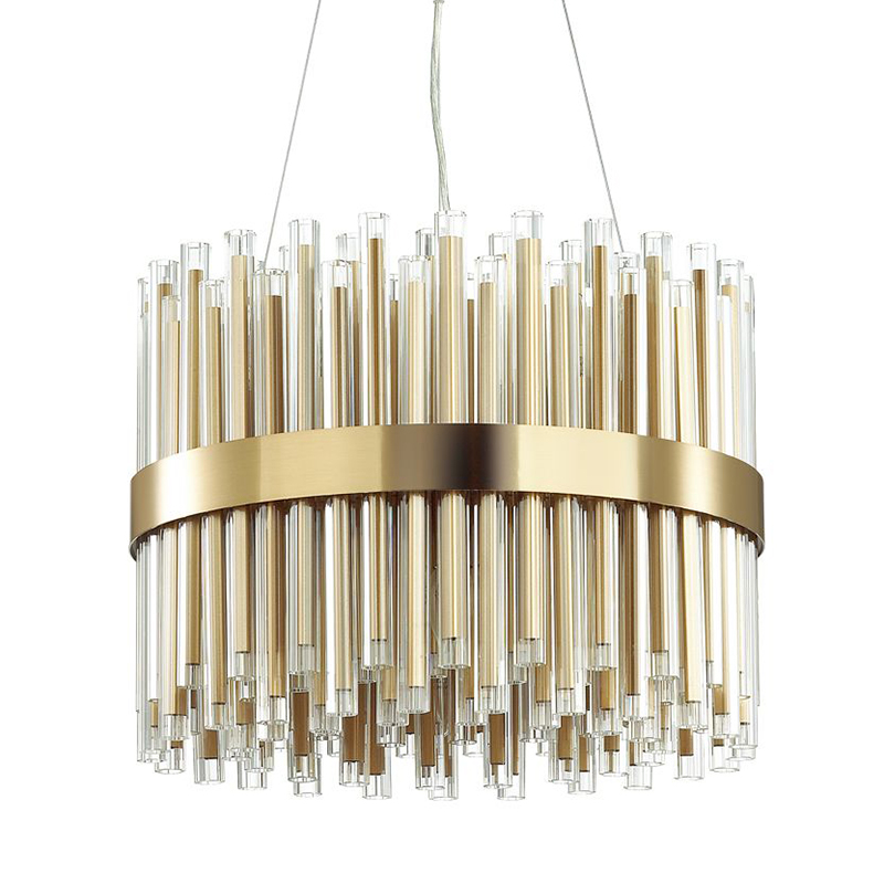 Люстра Gladwin Round Glass Tubes Chandelier Золотой Прозрачный Люстра Gladwin Round Glass Tubes Chandelier Золотой Прозрачный в Челябинске | Loft Concept