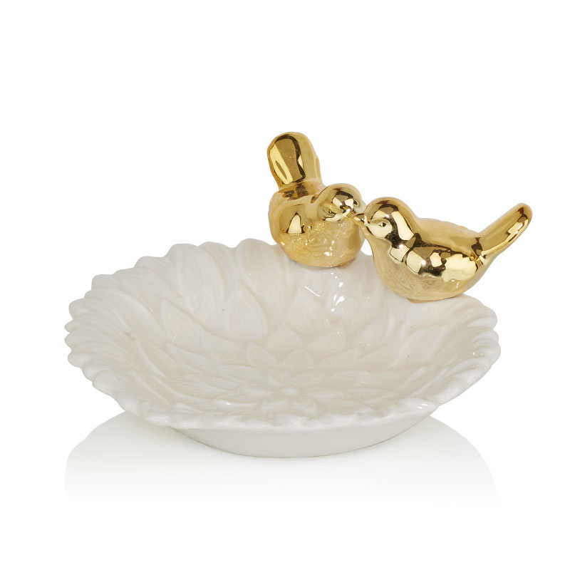 Блюдо Decorative Dish Birds Kiss Белый Глянцевое золото Блюдо Decorative Dish Birds Kiss Белый Глянцевое золото в Челябинске | Loft Concept