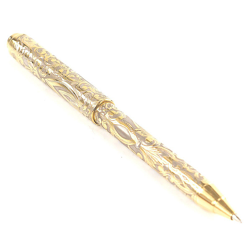 Ручка шариковая металлическая с гравировкой в деревянной коробке Metal Pens Никель Золотой Ручка шариковая металлическая с гравировкой в деревянной коробке Metal Pens Никель Золотой в Челябинске | Loft Concept