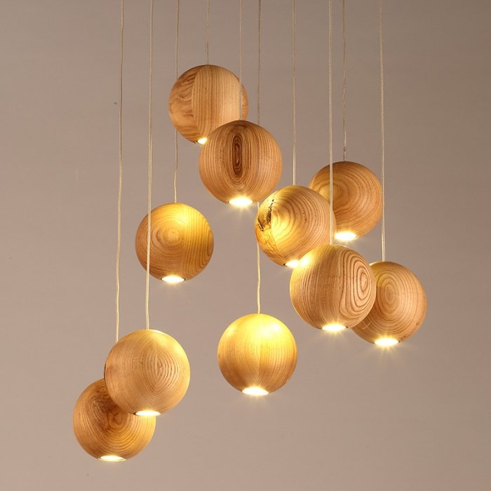 Подвесной светильник Lofter Wooden Sphere Белый дуб Подвесной светильник Lofter Wooden Sphere Белый дуб в Челябинске | Loft Concept