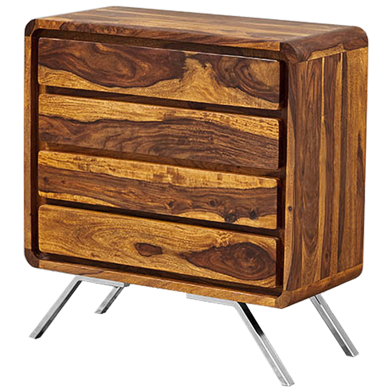 Комод деревянный на металлических ножках Liam Wood Commode Коричневый Хром Комод деревянный на металлических ножках Liam Wood Commode Коричневый Хром в Челябинске | Loft Concept