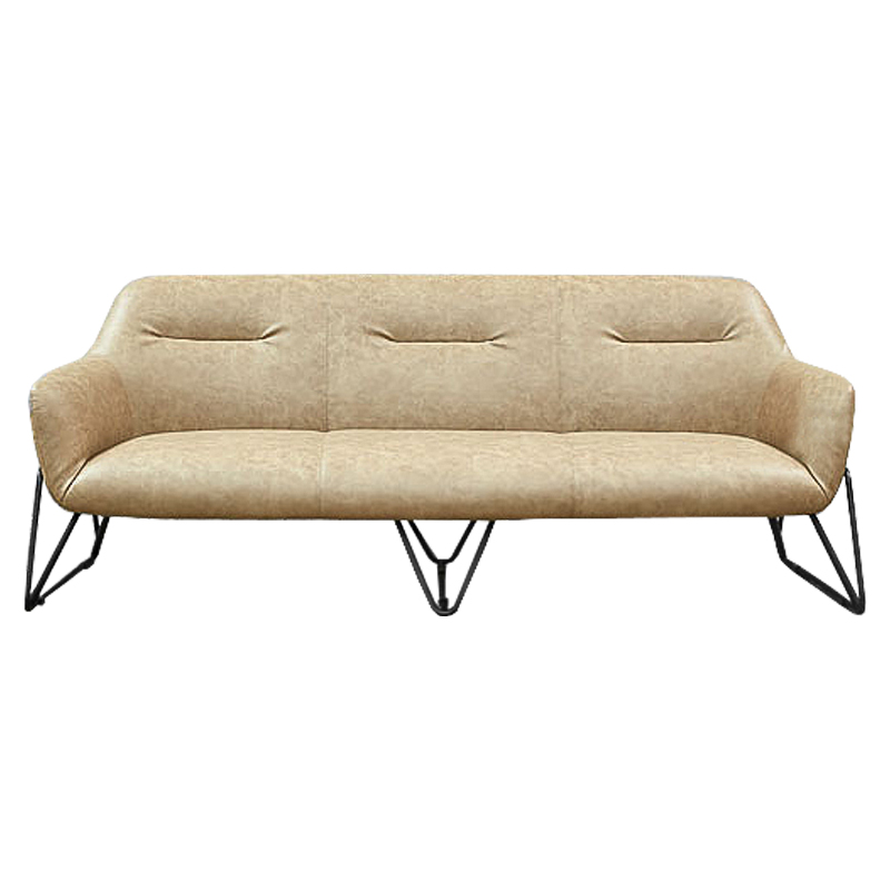 Диван Triangular Legs Triple Sofa Бежевый Черный Диван Triangular Legs Triple Sofa Бежевый Черный в Челябинске | Loft Concept