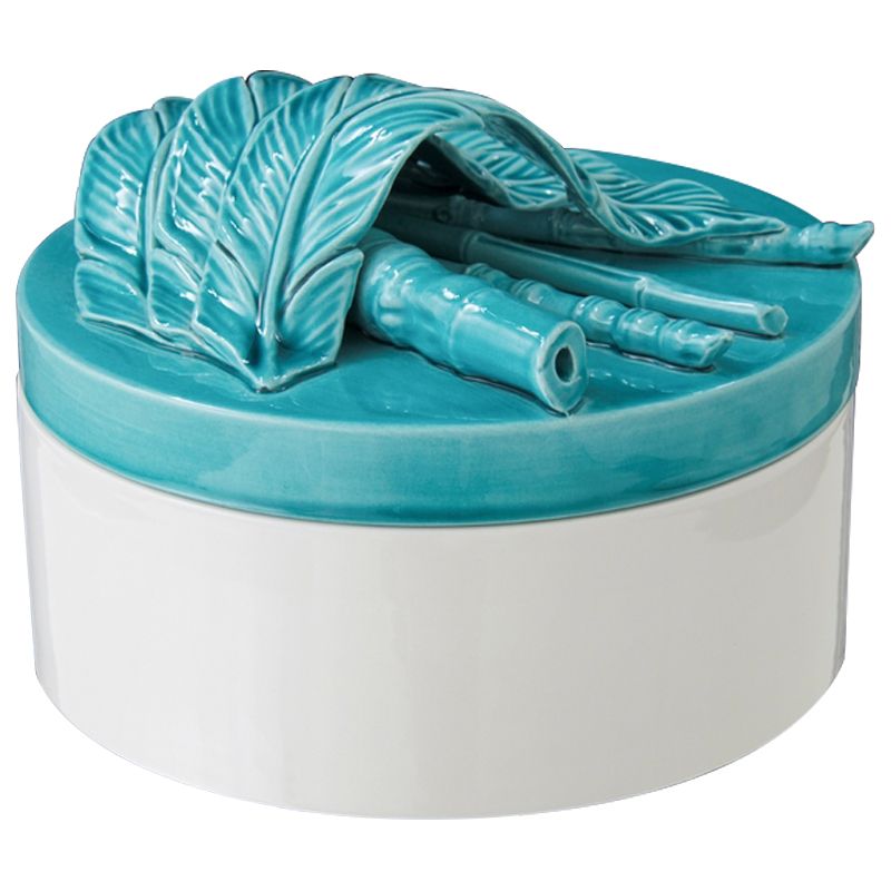 Шкатулка Ceramic Feathers Бирюзовый Белый Шкатулка Ceramic Feathers Бирюзовый Белый в Челябинске | Loft Concept