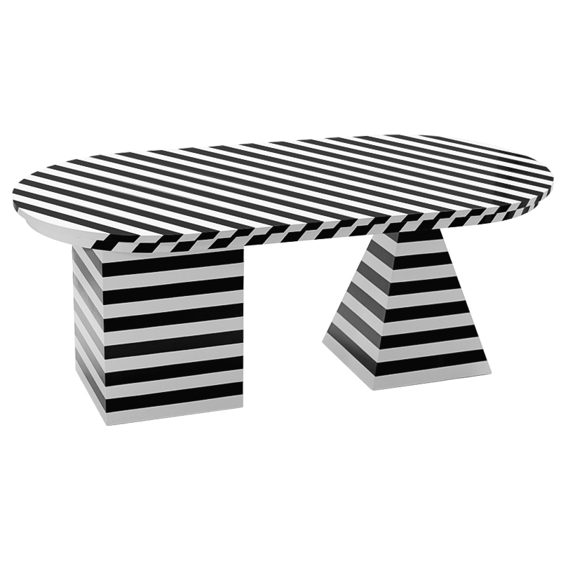 Обеденный стол Dining Table Striped Geometry Черно-белый в Челябинске | Loft Concept 