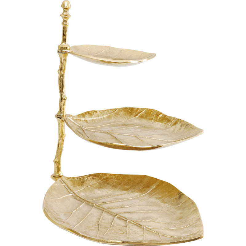 Блюдо трёхъярусное Golden Leaves Золотой Блюдо трёхъярусное Golden Leaves Золотой в Челябинске | Loft Concept