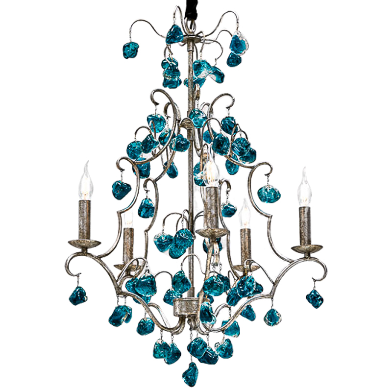 Люстра Crystal Blue Cupertino Chandelier 55 Морская синь Серебро винтаж Люстра Crystal Blue Cupertino Chandelier 55 Морская синь Серебро винтаж в Челябинске | Loft Concept
