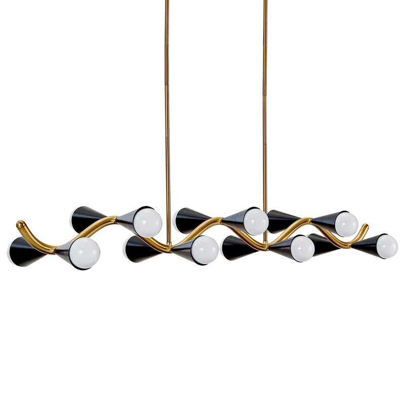 Линейная люстра Jonathan Adler CARACAS WAVE CHANDELIER Латунь Черный в Челябинске | Loft Concept 