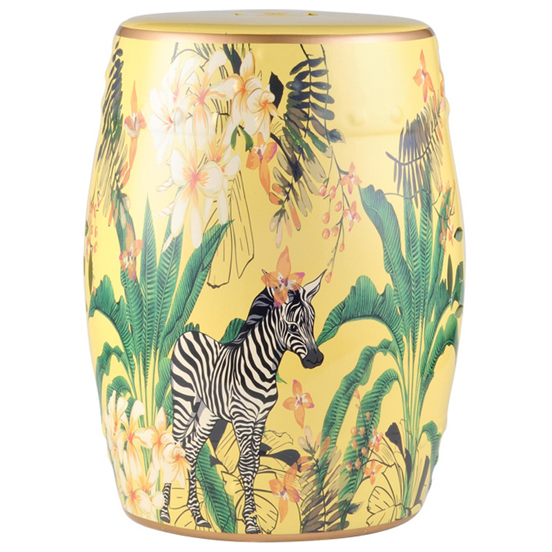 Керамический табурет Zebra Tropical Animal Ceramic Stool Yellow Желтый Черно-белый Зеленый Керамический табурет Zebra Tropical Animal Ceramic Stool Yellow Желтый Черно-белый Зеленый в Челябинске | Loft Concept