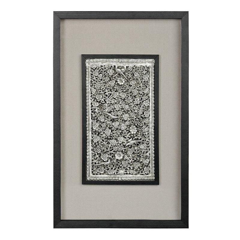 Панно Valene Silver Flowers 80 Черный Серебряный Коричневый Панно Valene Silver Flowers 80 Черный Серебряный Коричневый в Челябинске | Loft Concept