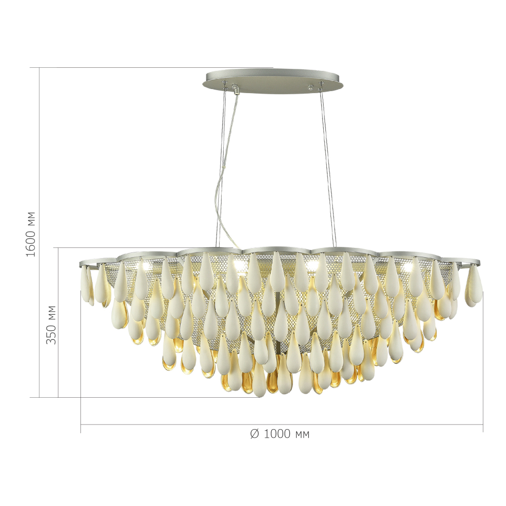 Люстра с подвесками в форме капель на серебристом каркасе Raindrop в Челябинске