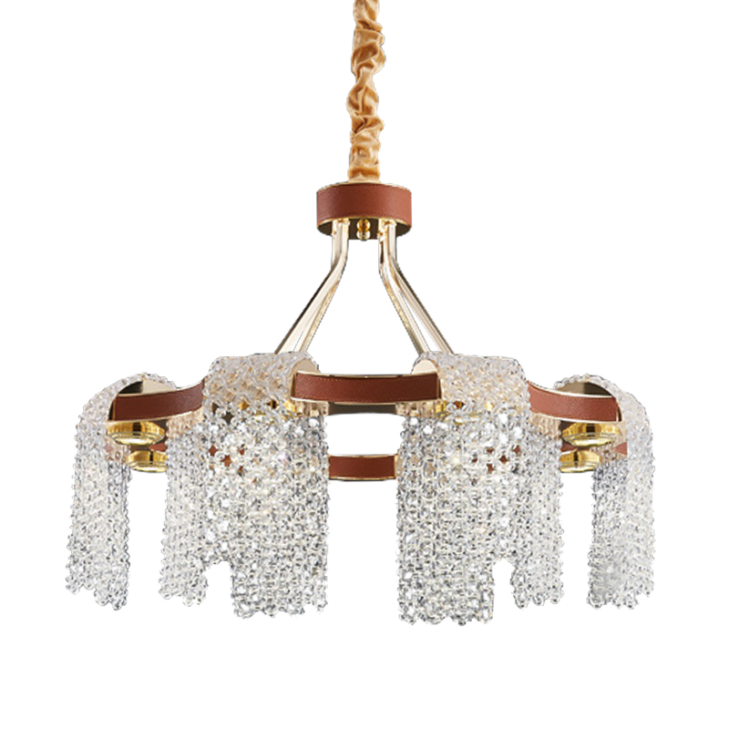 Люстра Leather Glass Chandelier 60 Золотой Коричневый Прозрачный в Челябинске | Loft Concept 