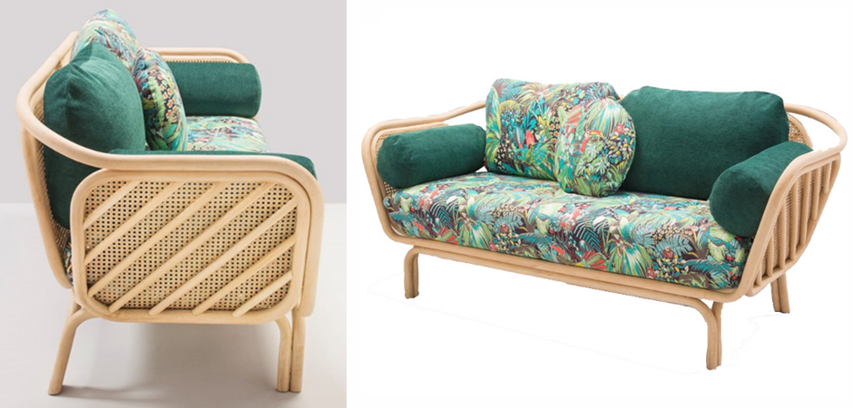 Диван из ротанга Wicker Sofa с Зеленой обивкой Диван из ротанга Wicker Sofa с Зеленой обивкой в Челябинске