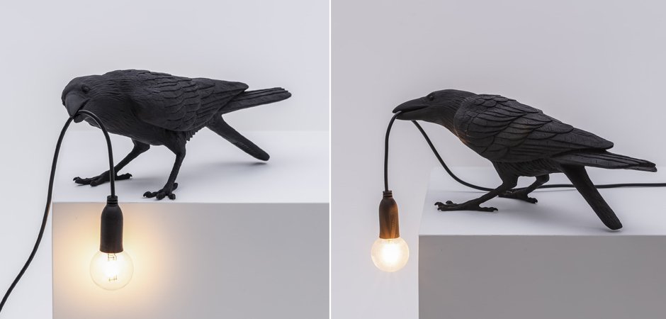 Настольная лампа Seletti Bird Lamp Black Playing Настольная лампа Seletti Bird Lamp Black Playing - Loft-Concept в Челябинске