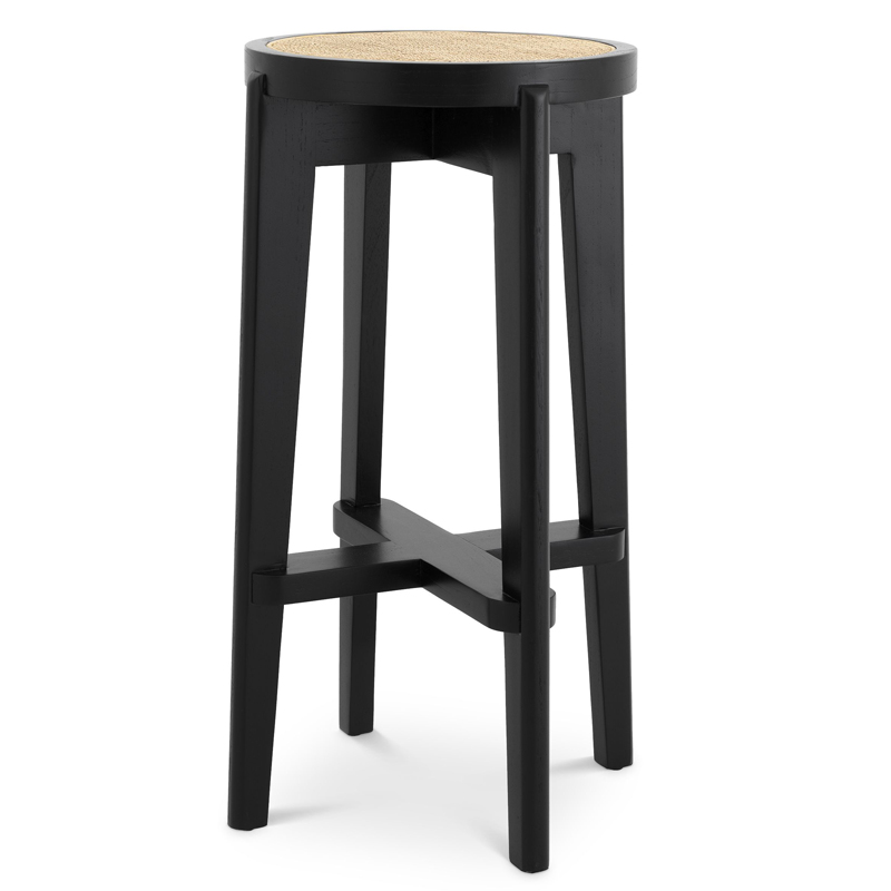 Барный стул Eichholtz Bar Stool Dareau black Бежевый Черный Барный стул Eichholtz Bar Stool Dareau black Бежевый Черный в Челябинске | Loft Concept