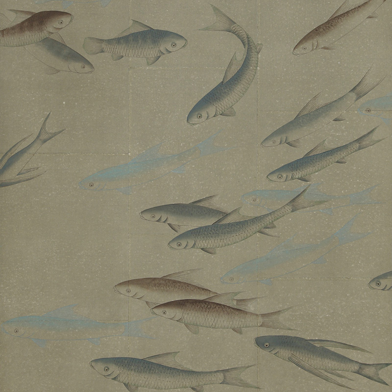 Обои ручная роспись Fishes Special Colourway on Lead Grey India tea paper Обои ручная роспись Fishes Special Colourway on Lead Grey India tea paper в Челябинске | Loft Concept