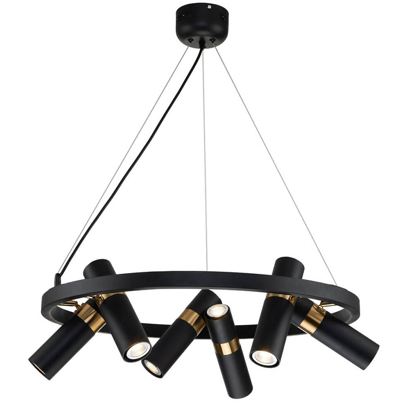 Люстра Rickon Chandelier Spot 12 Черный Золотой Люстра Rickon Chandelier Spot 12 Черный Золотой в Челябинске | Loft Concept