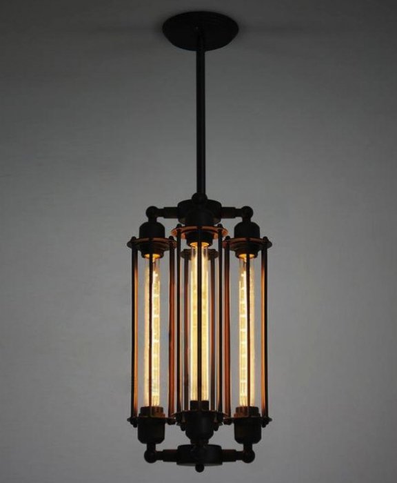 Подвесной светильник Loft Industrial Edison Cage Vertical Quatro Черный Подвесной светильник Loft Industrial Edison Cage Vertical Quatro Черный в Челябинске | Loft Concept