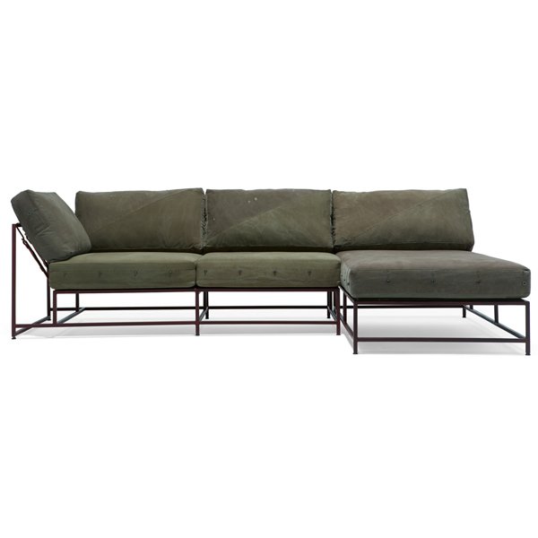 Угловой диван Olive Military Fabric Sectional sofa  Оливковый в Челябинске | Loft Concept 