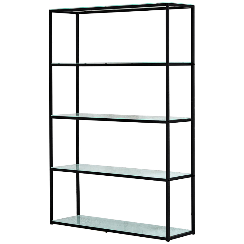 Стеллаж металлический со стеклянными полками Hebert Marble Glass Rack Черный Белый Стеллаж металлический со стеклянными полками Hebert Marble Glass Rack Черный Белый в Челябинске | Loft Concept