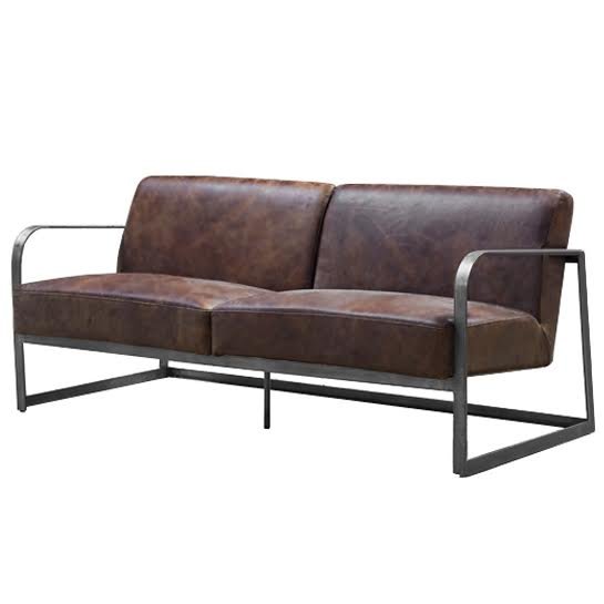 Диван INDIO METAL leather SOFA Коричневый Диван INDIO METAL leather SOFA Коричневый в Челябинске | Loft Concept