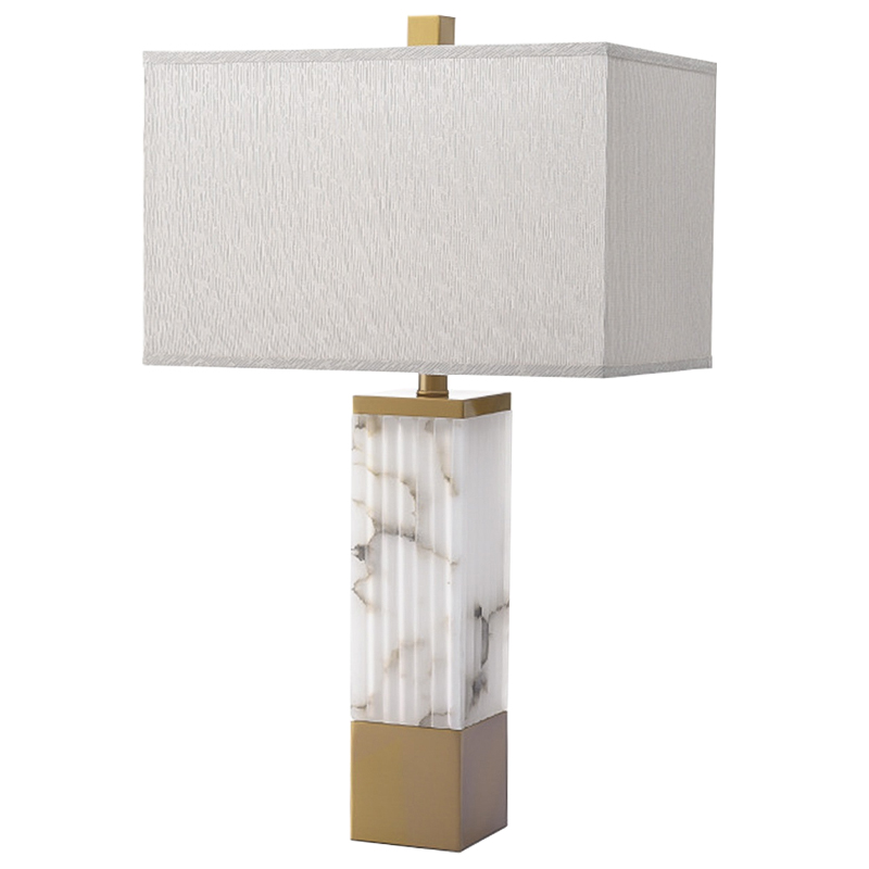Настольная лампа Blanchefleur Marble Table Lamp Белый Мрамор Bianco Серый Латунь Настольная лампа Blanchefleur Marble Table Lamp Белый Мрамор Bianco Серый Латунь в Челябинске | Loft Concept