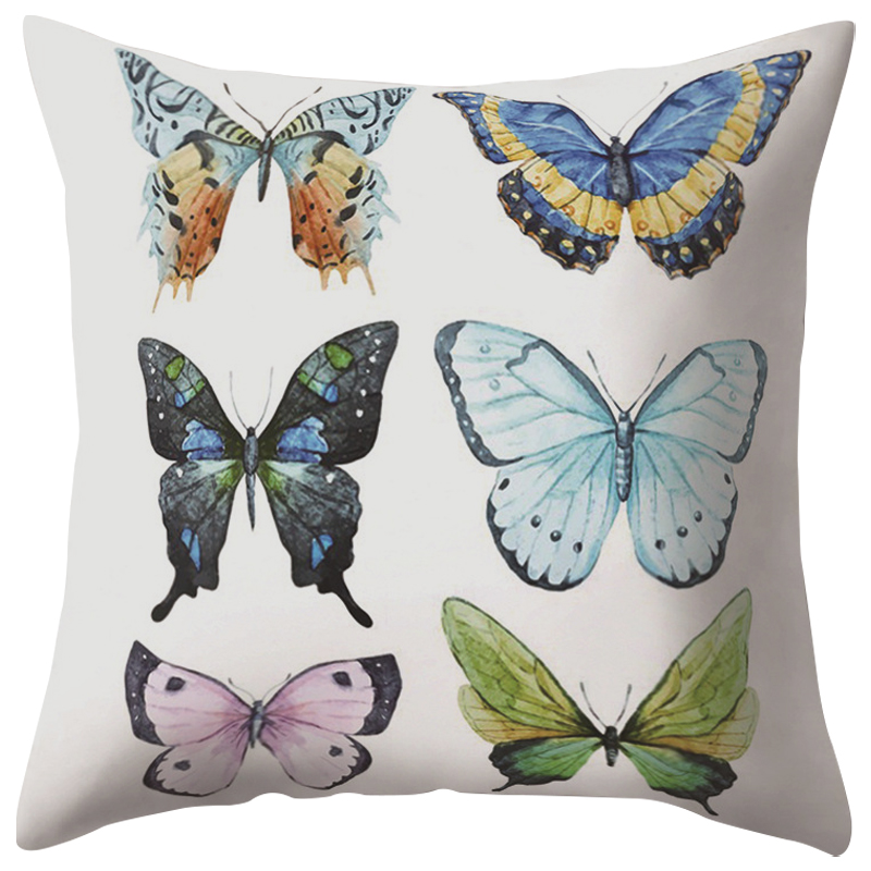 Декоративная подушка Six Butterflies Белый Мульти Декоративная подушка Six Butterflies Белый Мульти в Челябинске | Loft Concept