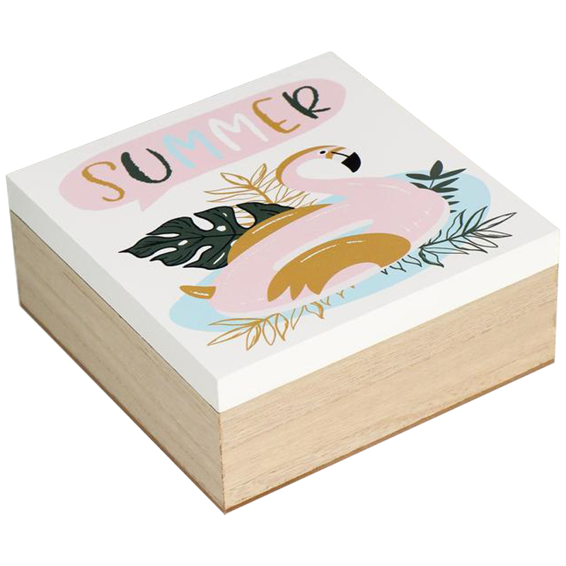 Шкатулка Flamingo Summer Box Белый Бежевый Древесина Мульти Шкатулка Flamingo Summer Box Белый Бежевый Древесина Мульти в Челябинске | Loft Concept