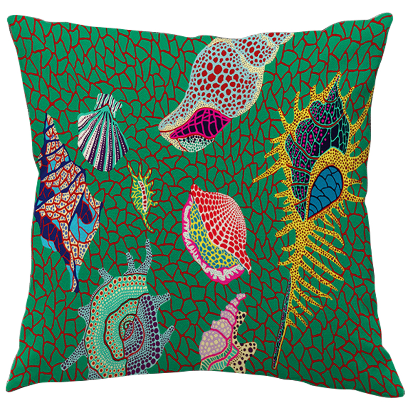 Декоративная подушка Yayoi Kusama Shell Green Зеленый Мульти Декоративная подушка Yayoi Kusama Shell Green Зеленый Мульти в Челябинске | Loft Concept