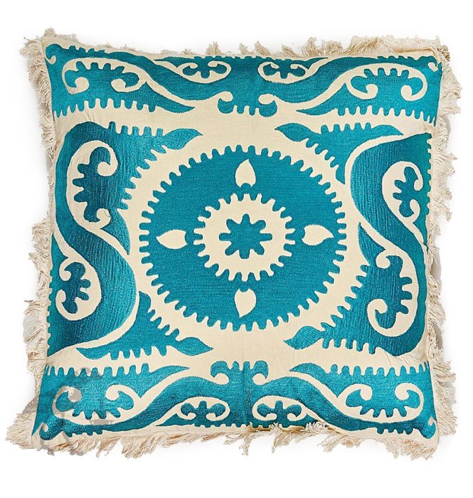 Подушка Turquoise Ornament Бирюзовый Белый Подушка Turquoise Ornament Бирюзовый Белый в Челябинске | Loft Concept