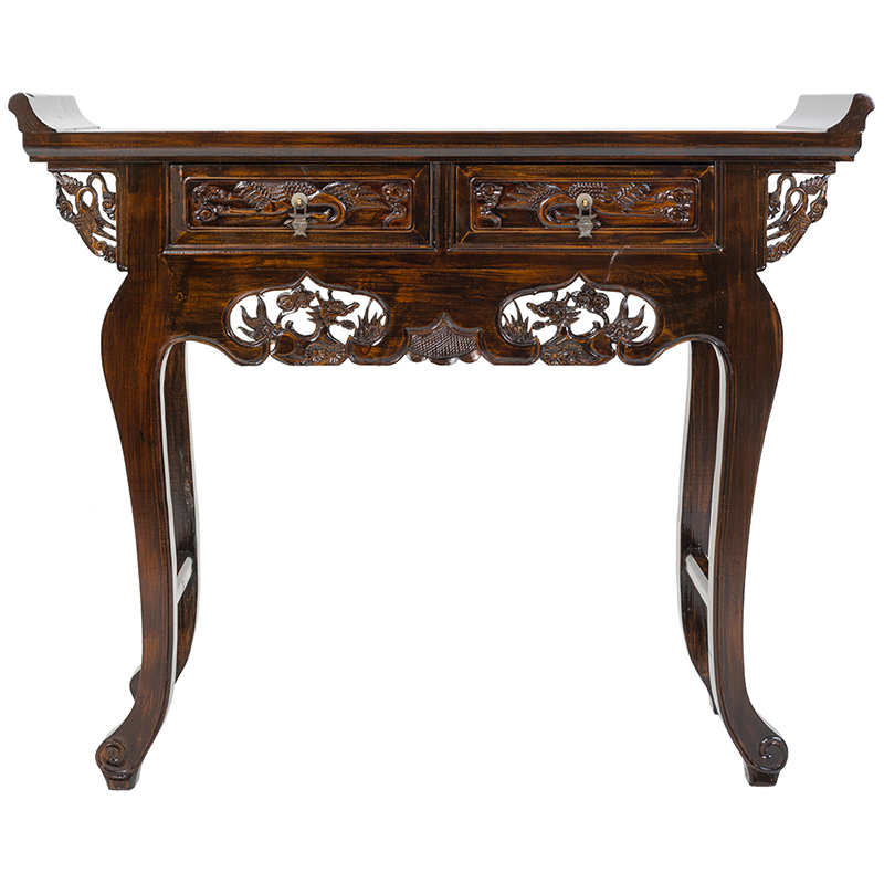 Консоль деревянная в Китайском стиле с 2-мя ящиками Chinese Dragon Console Коричневый Консоль деревянная в Китайском стиле с 2-мя ящиками Chinese Dragon Console Коричневый в Челябинске | Loft Concept