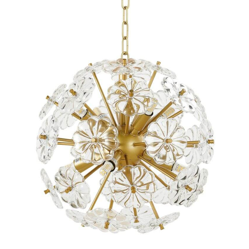 Люстра Glass Flowers Sputnik Chandelier D 32 матовое золото Прозрачное Стекло Люстра Glass Flowers Sputnik Chandelier D 32 матовое золото Прозрачное Стекло в Челябинске | Loft Concept
